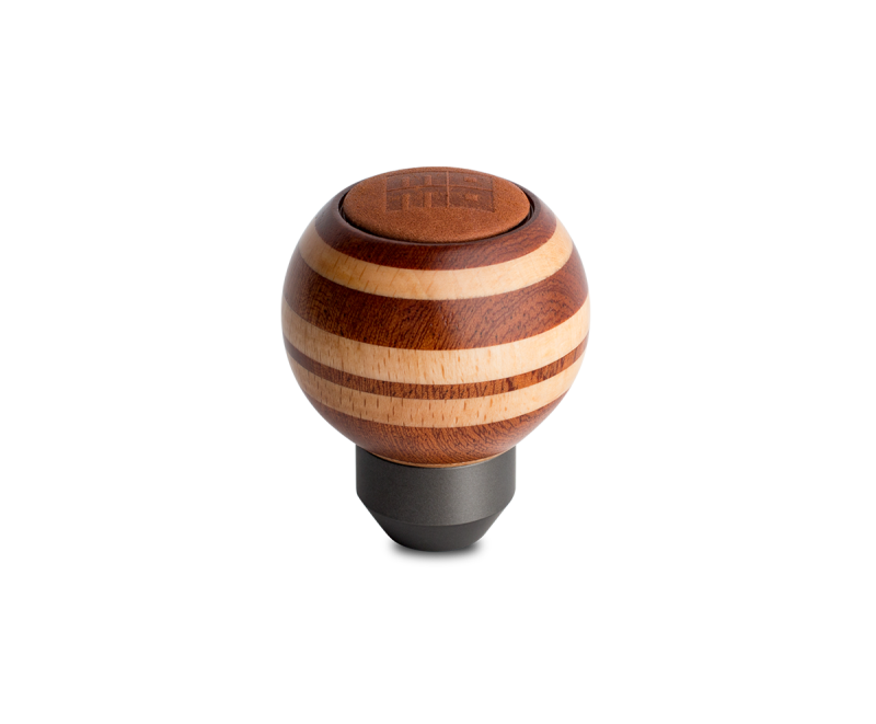 Momo Targa Heritage Shift Knob - Round Wood, Layered Mahogany and Beechwood, Leather Insert Top Shift Knobs MOMO