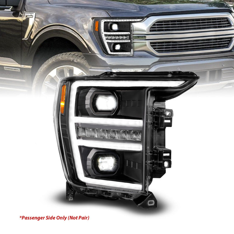 ANZO 21-23 Ford F150 LED Projector Headlight w/Switchback+Sequential - Black (Passenger Side Only) Headlights ANZO