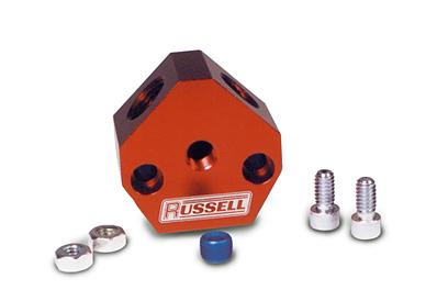Russell Adapter Y-Block 3/8in Sae Quick Disconnect Female To 2X 3/8in Sae Qd Male Blk Anodized Hardware Kits - Other Russell