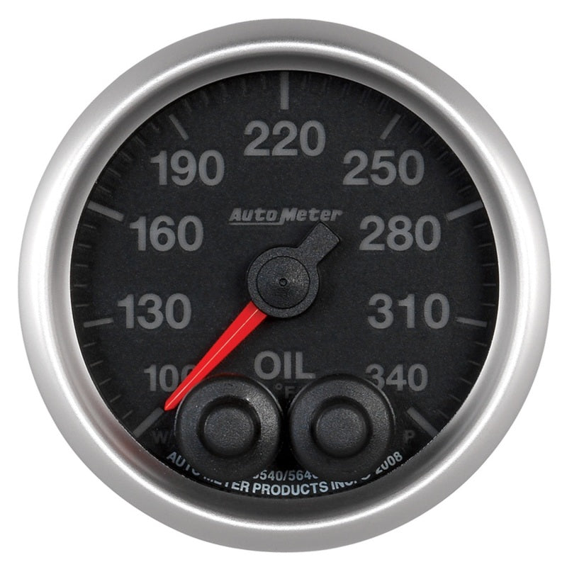 Autometer Elite 52mm 100-340 Deg F Oil Temp Peak & Warn w/ Electronic Control Gauge Gauges AutoMeter