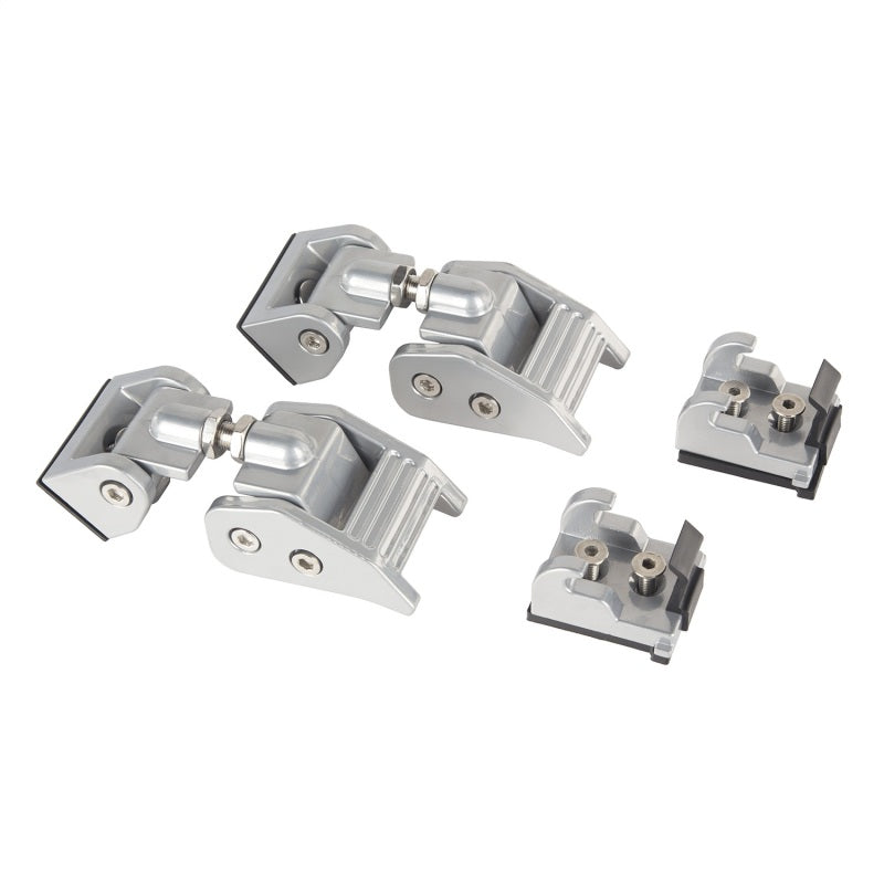 Rugged Ridge 07-18 Jeep Wrangler JK Silver Hood Catch Kit Brackets Rugged Ridge