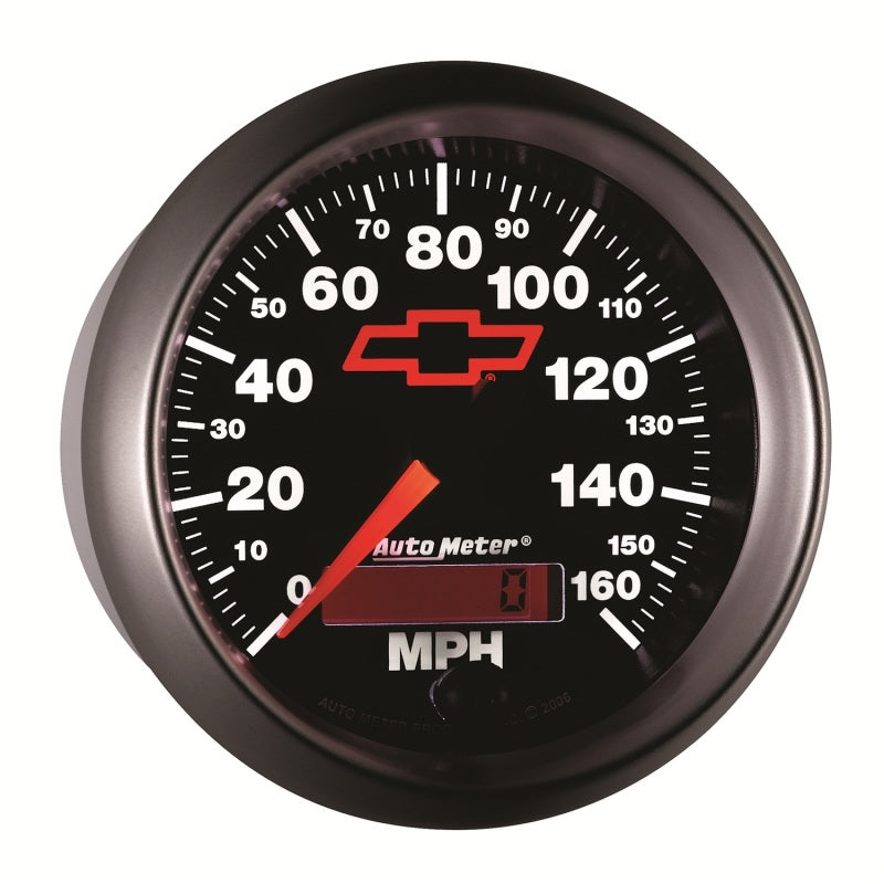 Autometer Speedometer 3-3/8in, 0-160 MPH, Elec. Programmable - Bowtie Black Gauges AutoMeter