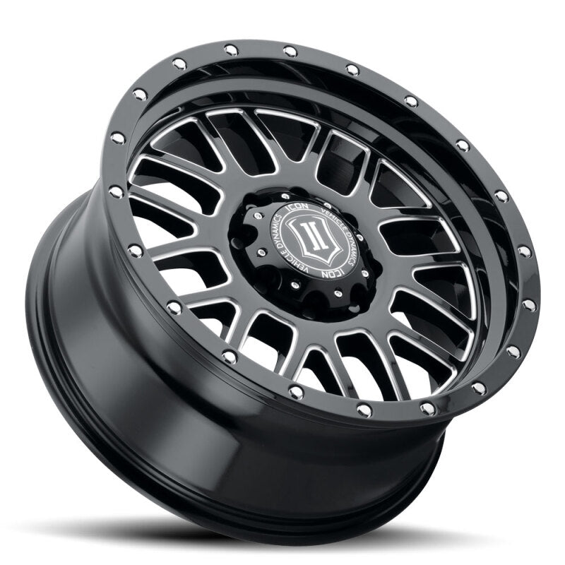 ICON Alpha 20x9 / 6x5.5 / 16mm / 5.625in BS Gloss Black Wheel w/ Milled Windows Wheels - Cast ICON