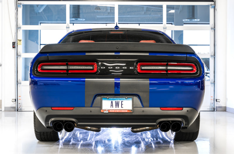 AWE Tuning 2017+ Challenger 5.7 Touring Edition Exhaust - Non-Resonated - Diamond Black Quad Tips Catback AWE Tuning