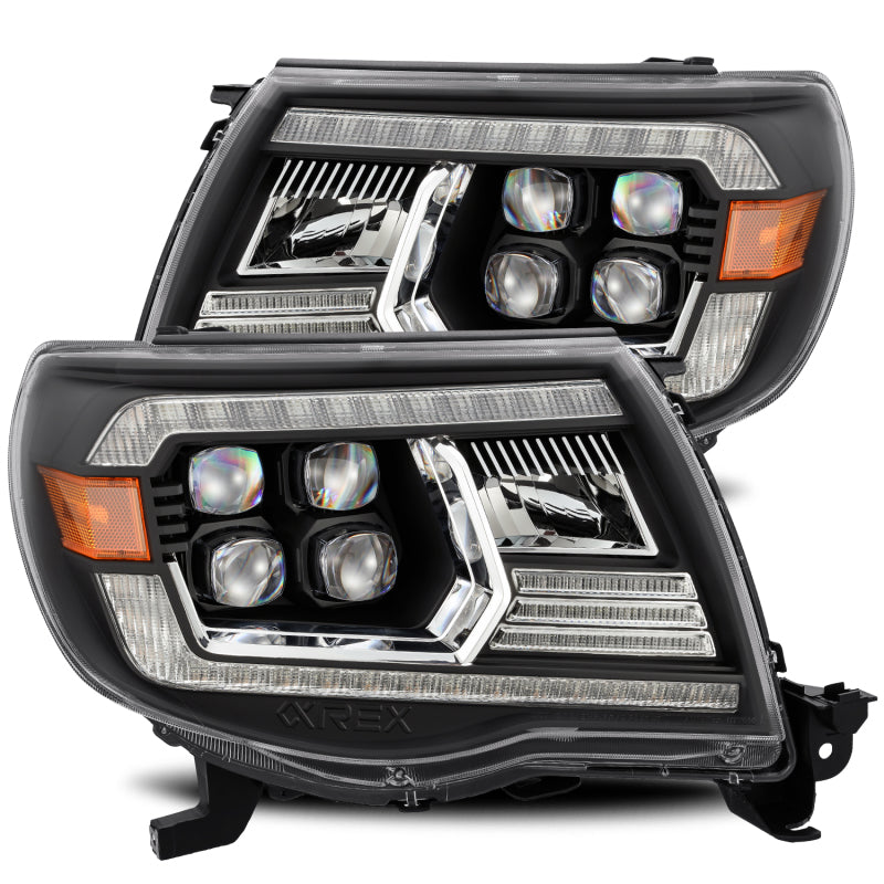 AlphaRex 05-11 Toyota Tacoma NOVA LED Projector Headlights Plank Style Alpha Black w/Activ Light/DRL Headlights AlphaRex
