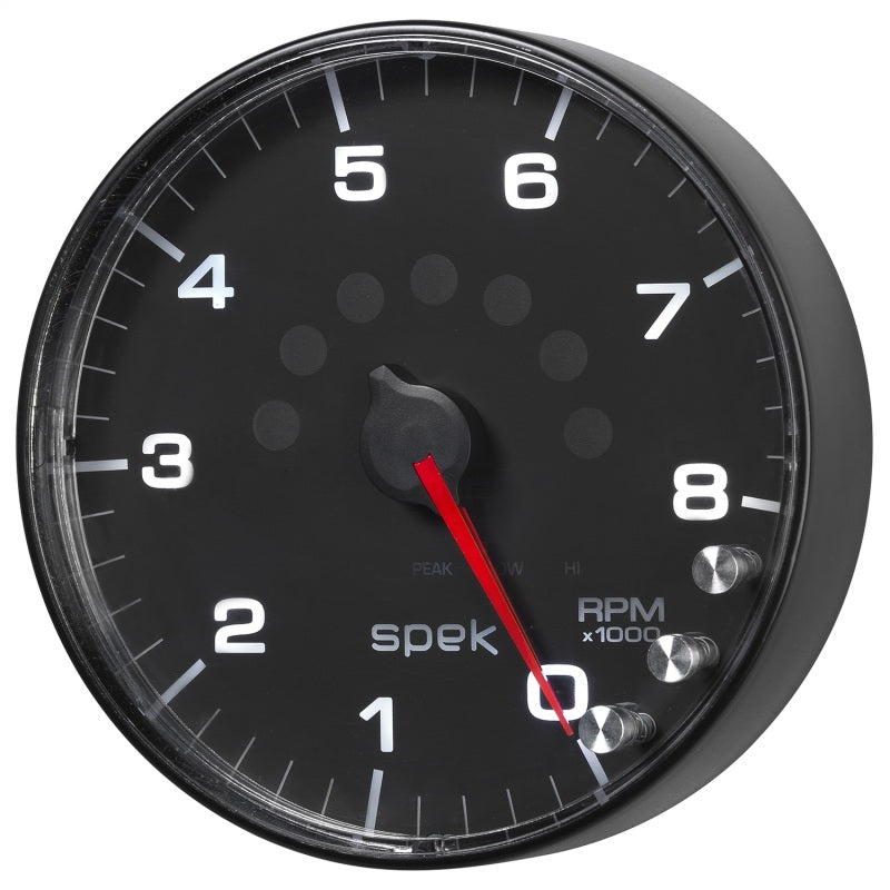 Autometer Spek-Pro Gauge Tachometer 5in 8K Rpm W/Shift Light & Peak Mem Black/Black Gauges AutoMeter