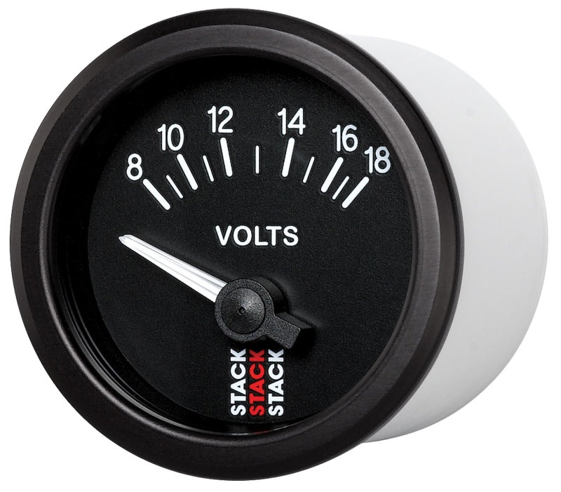 Autometer Stack Instruments 52mm 8-18V Electric Battery Voltage Gauge - Black Gauges AutoMeter