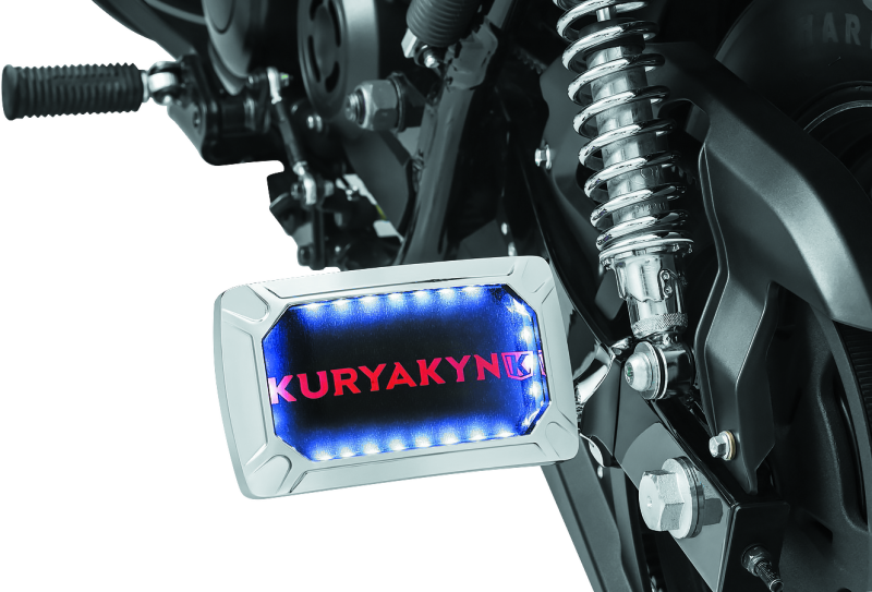 Kuryakyn Nova Curved Horizontal Mount Side License Plate Holder Chrome License Plate Relocation Kuryakyn