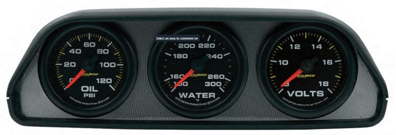 AutoMeter Extreme Environment 3 Gauge Kit w/ Universal Dash Pod Gauges AutoMeter