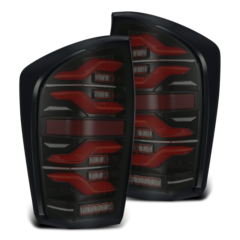 AlphaRex 16-21 Toyota Tacoma LUXX LED Taillights Blk/Red w/Activ Light/Seq Signal Tail Lights AlphaRex