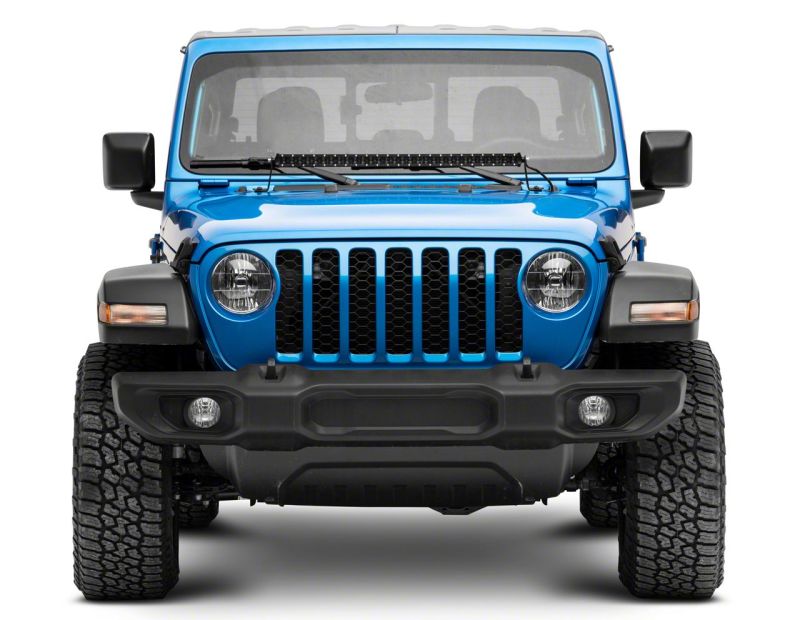 Raxiom 18-23 Jeep Wrangler JL Axial Series 30-In Single Row LED Light Bar w/ Hood Mounting Brackets Brackets Raxiom