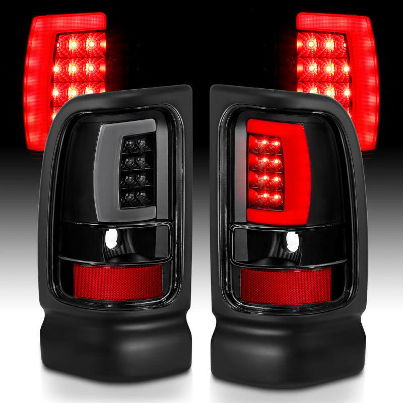 ANZO 1994-2001 Dodge Ram 1500 LED Taillights Plank Style Black w/Clear Lens Tail Lights ANZO
