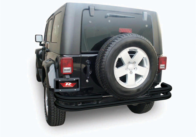 Rampage 2007-2018 Jeep Wrangler(JK) Double Tube Rear Bumper - Black Bumpers - Steel Rampage