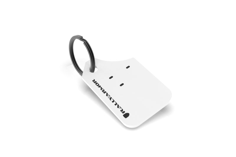 Rally Armor Mini UR Mud Flap Keychain - White w/ Black Logo Keychains Rally Armor