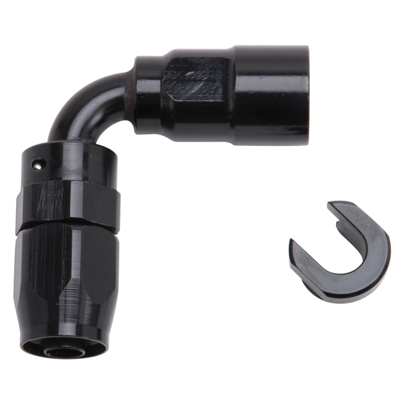 Russell Performance 3/8in SAE Quick Disc Female to -6 Hose Black 90 Degree Hose End Fittings Russell