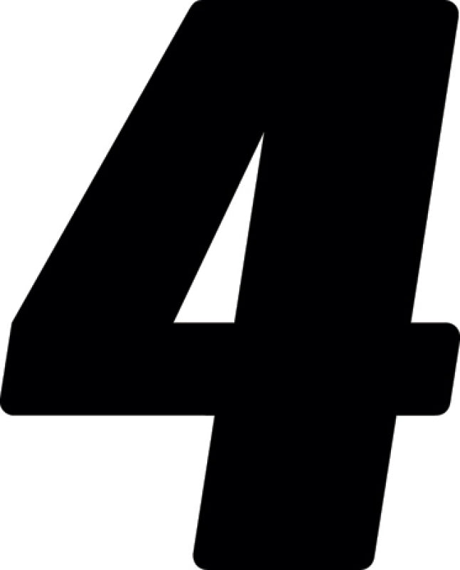 Hardline Dirt Digits 3pk 7 in. - High Gloss Number 4 - Black Stickers/Decals/Banners Hardline