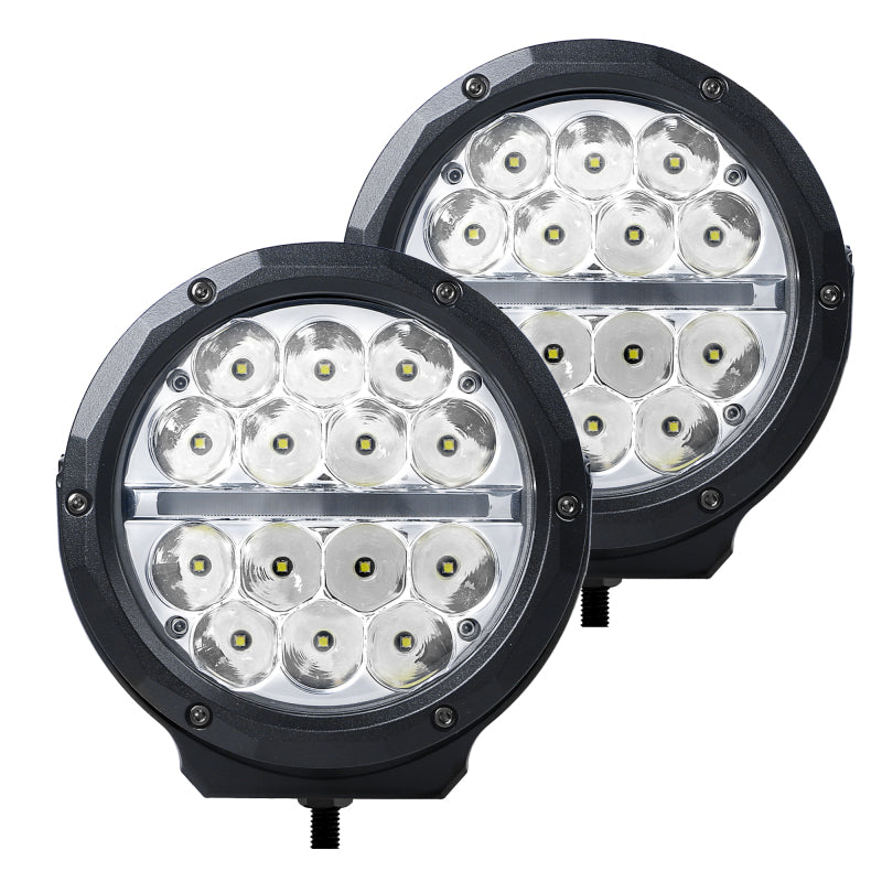 Go Rhino Xplor Bright Series Round LED Driving Light Kit w/DRL (Surface Mount) 6in - Blk (2 pc) Light Bars & Cubes Go Rhino