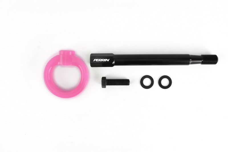 PERRIN 08-14 Subaru WRX & STI / 08-11 Impreza / 05-09 Legacy Tow Hook Kit (Front) - Hyper Pink Tow Hooks Perrin Performance