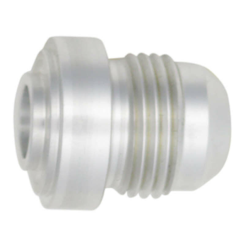 DeatschWerks 8AN Male Flare with Aluminum Weld On Fitting - Anodized Raw Aluminum Fittings DeatschWerks