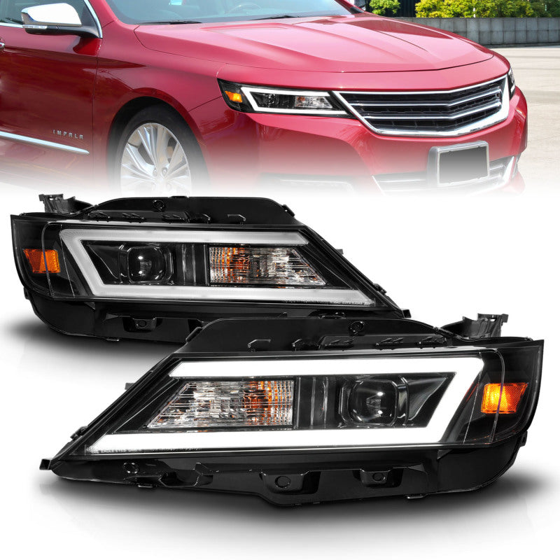 ANZO 14-20 Chevrolet Impala Square Projector LED Bar Headlights w/ Black Housing Headlights ANZO