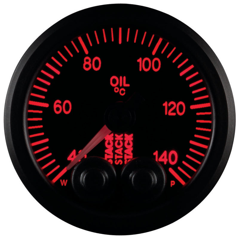 Autometer Stack 52mm 40-140 Deg C 1/8in NPTF Male Pro-Control Oil Temp Gauge - Black Gauges AutoMeter