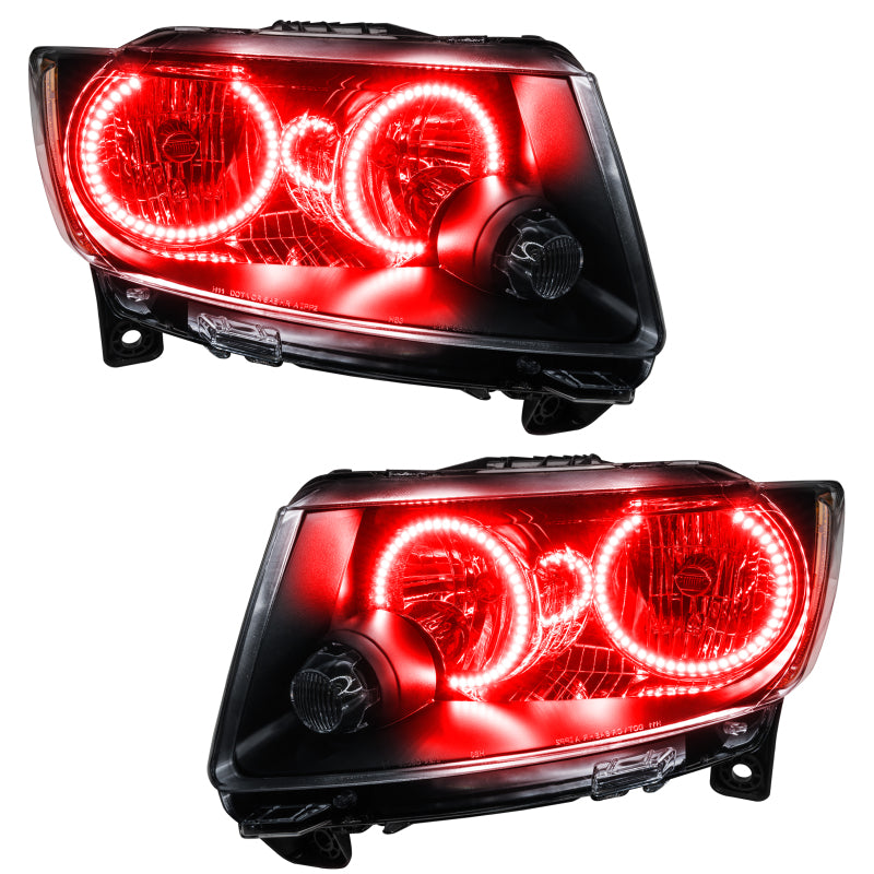 Oracle 11-13 Jeep Grand Cherokee Pre-Assembled Halo Headlights (Non HID) Chrome - Red Headlights ORACLE Lighting