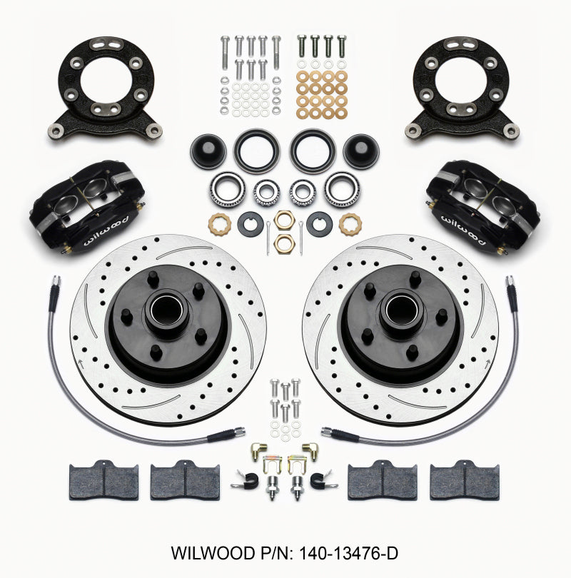 Wilwood Forged Dynalite-M Front Kit 11.30in 1 PC Rotor&Hub-Drill 65-69 Mustang Disc & Drum Spindle Big Brake Kits Wilwood