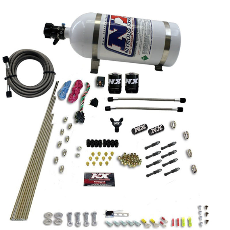 Nitrous Express 8 Cyl Dry Direct Port 2 Solenoids Nitrous Kit (200-600HP) w/10lb Bottle Nitrous Systems Nitrous Express