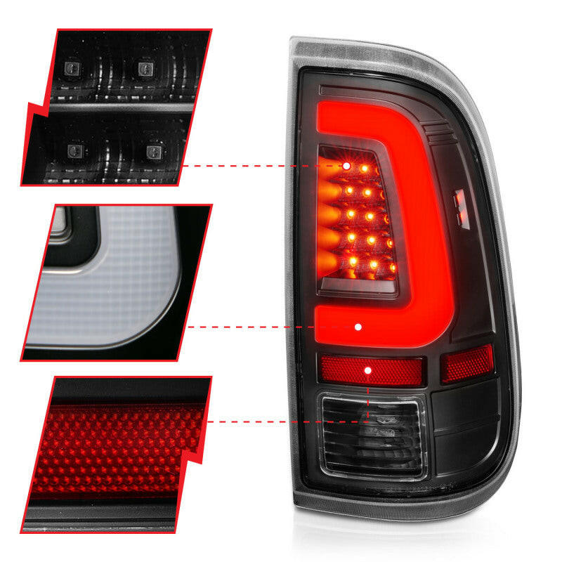 ANZO 2008-2016 Ford F-250 LED Taillights Black Housing Clear Lens (Pair) Tail Lights ANZO