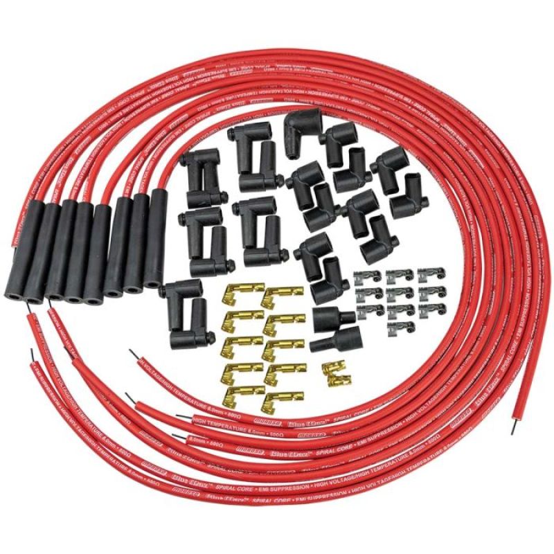 Moroso Universal Ignition Wire Set - Blue Max - Spiral Core - Unsleeved - Straight - Red Spark Plug Wire Sets Moroso
