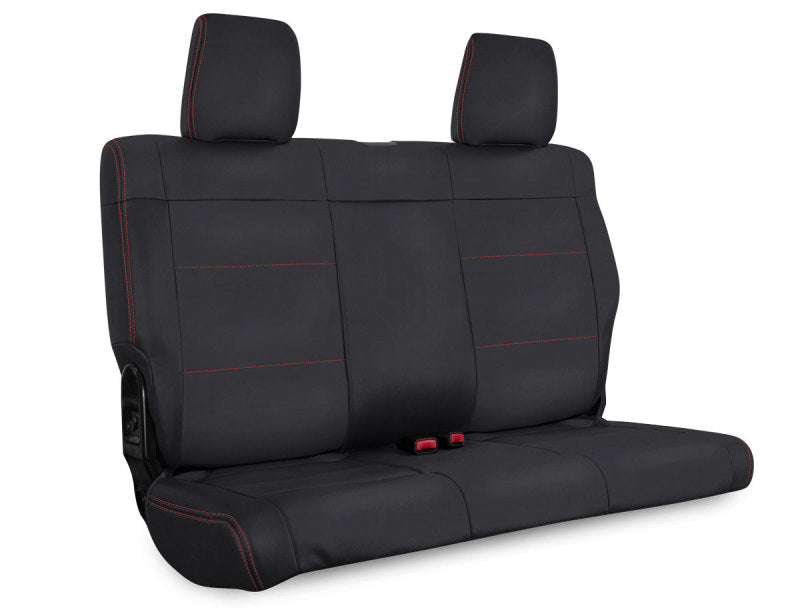 PRP 08-10 Jeep Wrangler JKU Rear Seat Cover/4 door - Black with Red Stitching Seat Covers PRP Seats