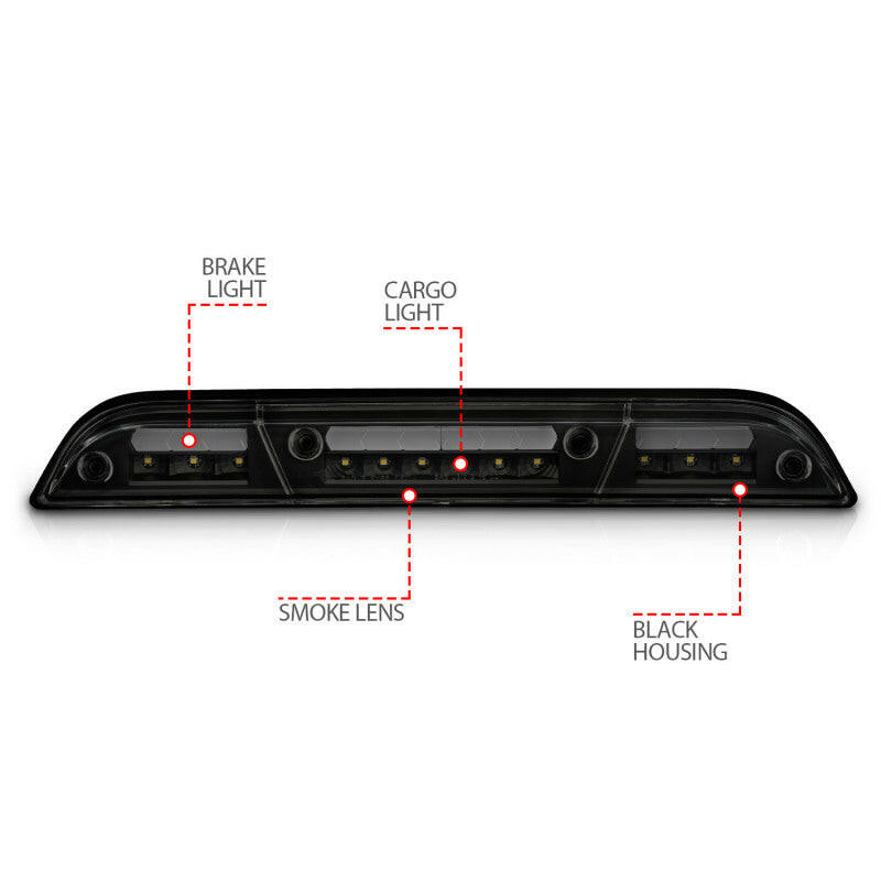 ANZO 15-20 Ford F-150 - F-450 LED Third Brake Light - Black Housing/Smoke Lens Lights Corner ANZO