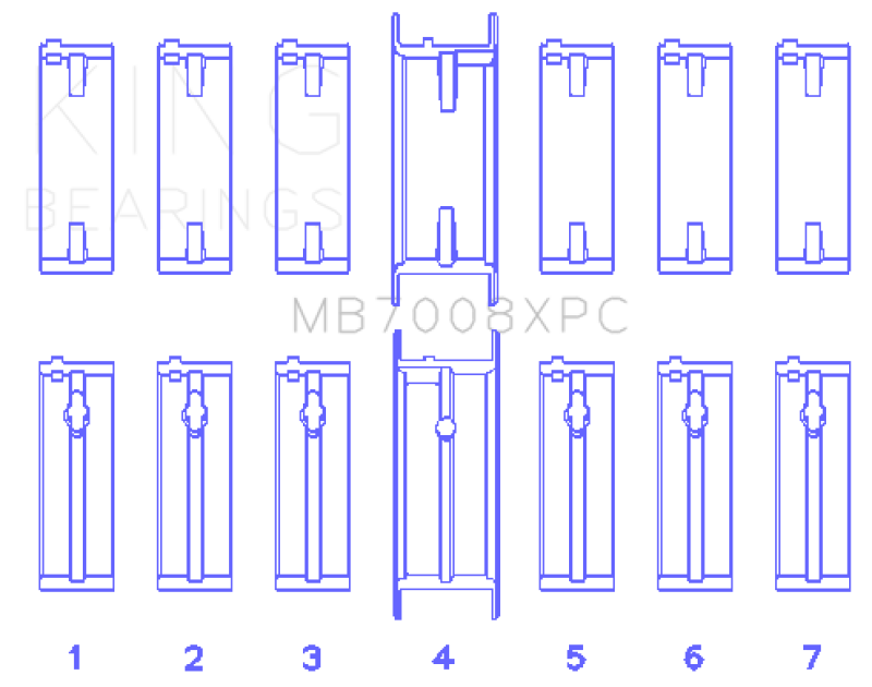 King Engine Bearings Nissan 2.5L RB25DET 24V (Size STDX) Coated Performance Main Bearing Set Bearings King Engine Bearings