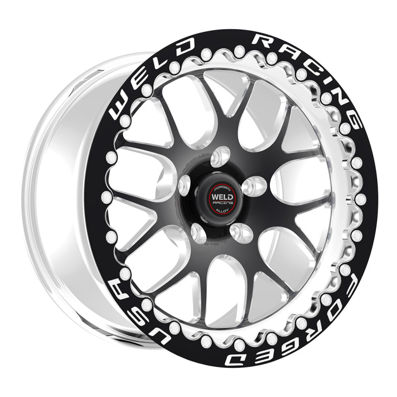 Weld S77 15x11.33 / 5x4.5 BP / 7.5in. BS Black Wheel (Low Pad) - Black Single Beadlock MT Wheels - Forged Weld