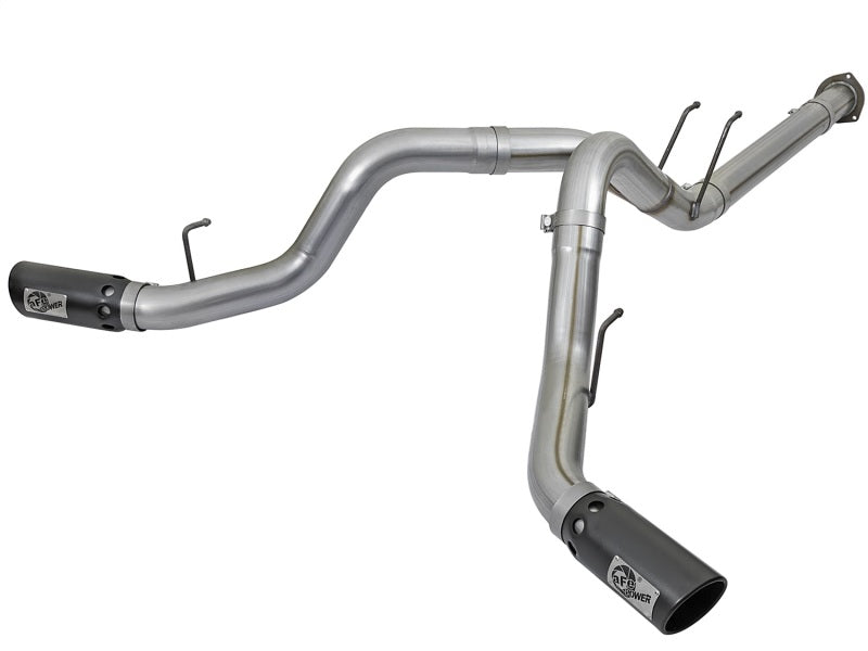 aFe Large Bore-HD 4in 409 Stainless Steel DPF-Back Exhaust w/Black Tip 2017 Ford Diesel V8 6.7L (td) DPF Back aFe