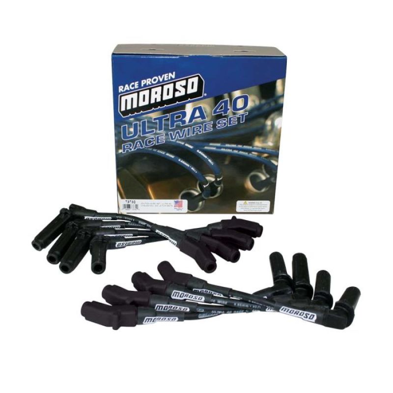 Moroso GM LS Unsleeved Ultra 40 Wire Set - Black (For 68476) Spark Plug Wire Sets Moroso