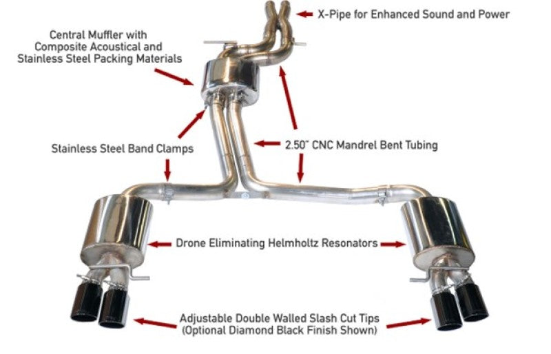 AWE Tuning Audi B8.5 S4 3.0T Touring Edition Exhaust System - Diamond Black Tips (102mm) Catback AWE Tuning