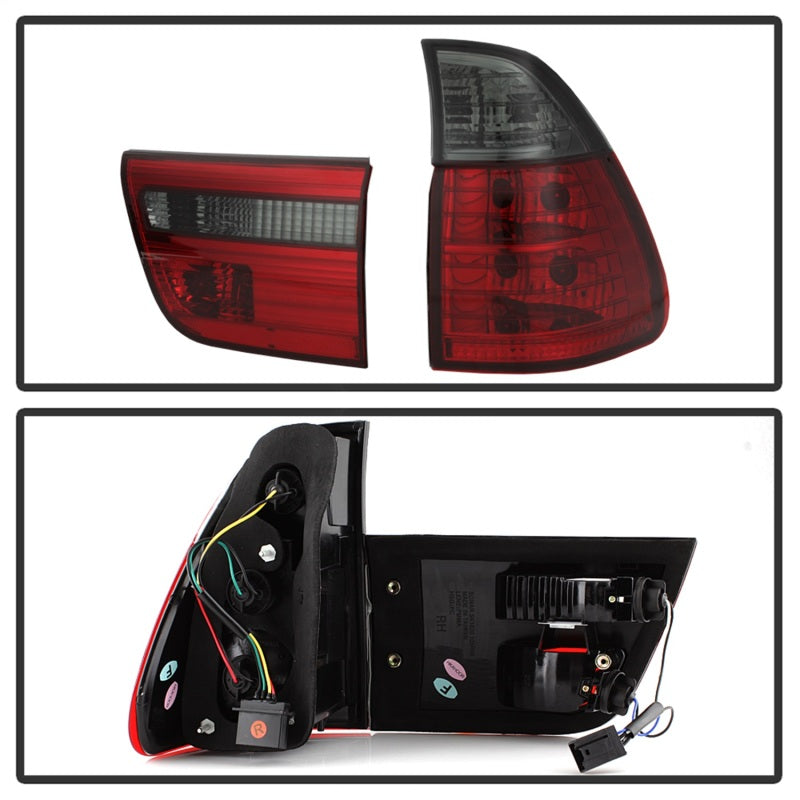 Spyder BMW E53 X5 00-06 4PCS Euro Style Tail Lights- Red Smoke ALT-YD-BE5300-RS Tail Lights SPYDER