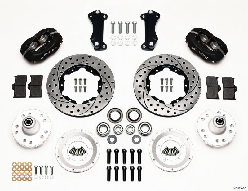 Wilwood Forged Dynalite Front Kit 11.00in Drilled Heidts Tri -5 2 inch Drop Spindle Big Brake Kits Wilwood