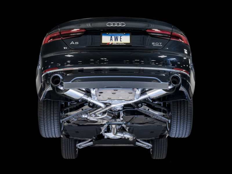 AWE Tuning Audi B9 A5 Touring Edition Exhaust Dual Outlet - Chrome Silver Tips (Includes DP) Catback AWE Tuning