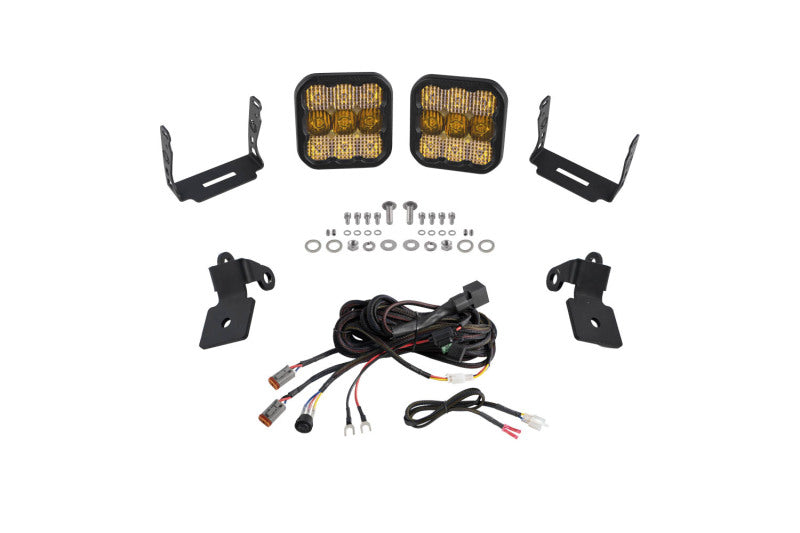Diode Dynamics 20-Present Polaris RZR A-Pillar LED Pod Kit SS5 Sport - Yellow Combo Light Bars & Cubes Diode Dynamics