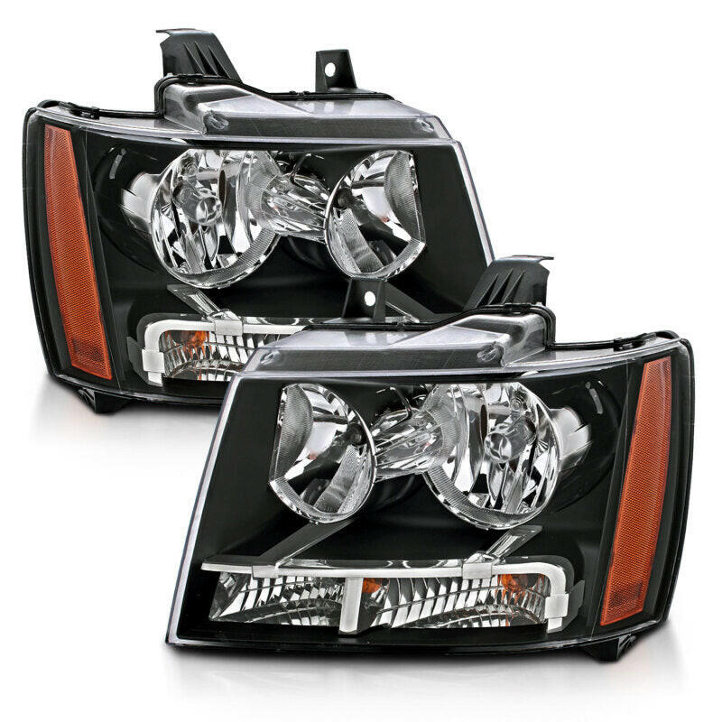 ANZO 2007-2014 Chevrolet Tahoe/Suburban Crystal Headlights Black Headlights ANZO
