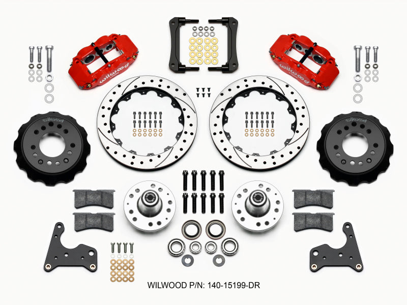 Wilwood Narrow Superlite 6R Front Hub Kit 12.88in Drill Red 65-72 CDP C Body -Drum Big Brake Kits Wilwood