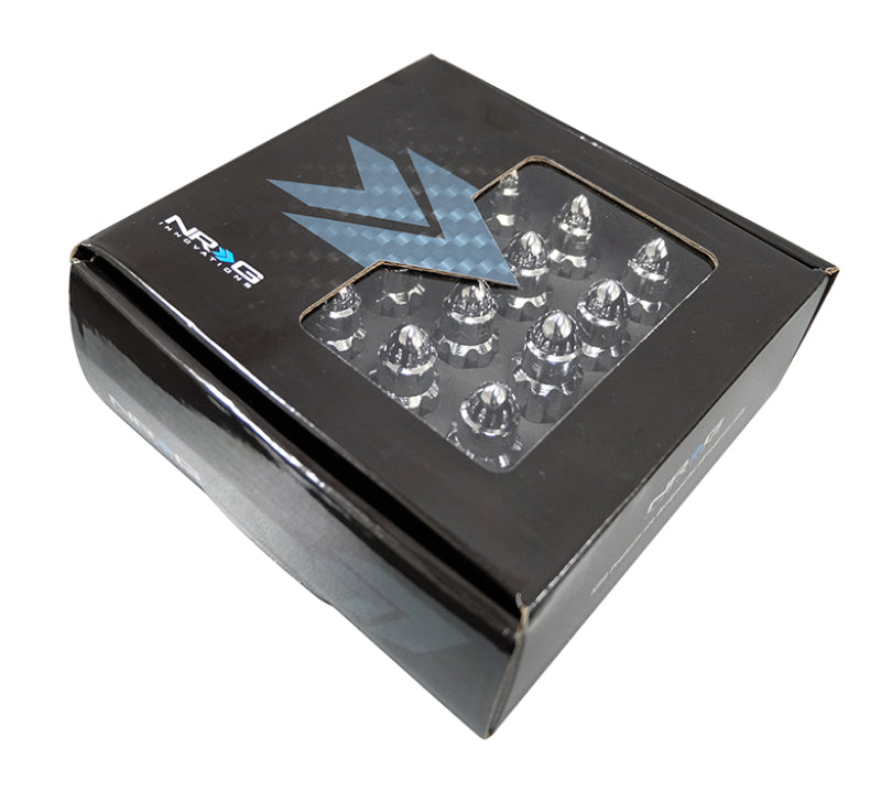 NRG 500 Series M12 X 1.5 Bullet Shape Steel Lug Nut Set - 21 Pc w/Lock Key - Silver Lug Nuts NRG