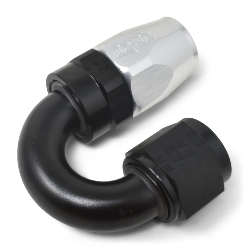 Russell Performance -8 AN Black/Silver 180 Degree Tight Radius Full Flow Swivel Hose End Fittings Russell