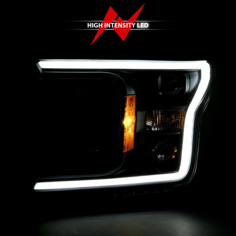 ANZO 2018-2019 Ford F-150 Projector Plank Style H.L. Black Amber (Without Switchback) Headlights ANZO