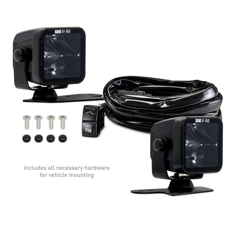 Borne Off-Road 21+ Bronco Light Pods 2pc Ditch 3x3 Spot Light Bars & Cubes Borne Off-Road