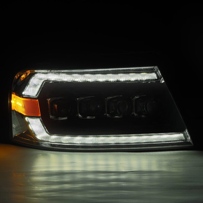 AlphaRex 04-08 Ford F-150 (No 2004 Heritage) NOVA-Series LED Proj HL Alpha-Blk w/Actv Lgt / Seq. Sig Headlights AlphaRex