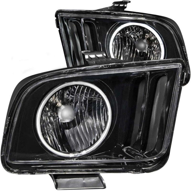 ANZO 2005-2009 Ford Mustang Crystal Headlights w/ Halo Black (CCFL) Headlights ANZO
