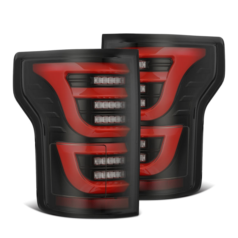 AlphaRex 15-20 Ford F-150 Luxx LED Tail Lights (Pair) Black/Red (Not For Blind Spot Sensor Models) Tail Lights AlphaRex